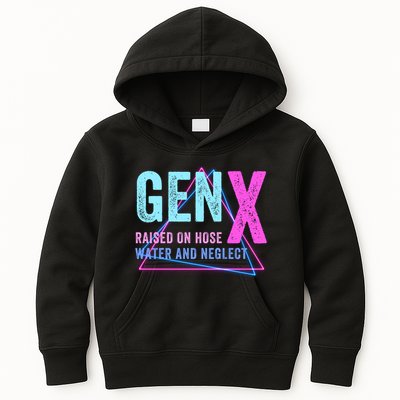 Gen X Raised On Hose Water And Neglect Funny Meme Vintage Generation X Kids Hoodie