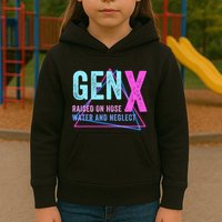 Gen X Raised On Hose Water And Neglect Funny Meme Vintage Generation X Kids Hoodie