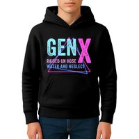 Gen X Raised On Hose Water And Neglect Funny Meme Vintage Generation X Kids Hoodie