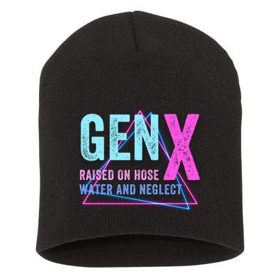Gen X Raised On Hose Water And Neglect Funny Meme Vintage Generation X Short Acrylic Beanie