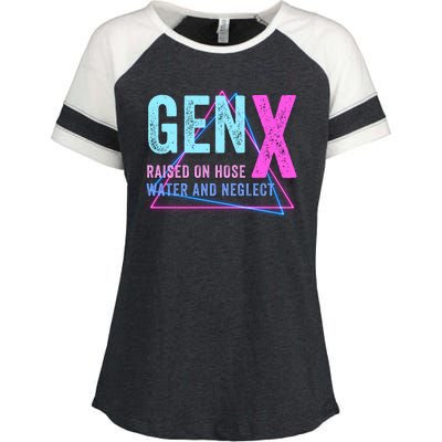 Gen X Raised On Hose Water And Neglect Funny Meme Vintage Generation X Enza Ladies Jersey Colorblock Tee