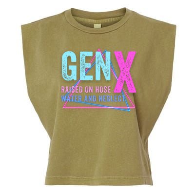 Gen X Raised On Hose Water And Neglect Funny Meme Vintage Generation X Garment-Dyed Women's Muscle Tee