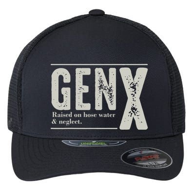 Gen X Raised On Hose Water And Neglect Humor Generation X Flexfit Unipanel Trucker Cap