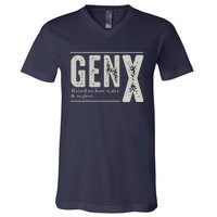 Gen X Raised On Hose Water And Neglect Humor Generation X V-Neck T-Shirt