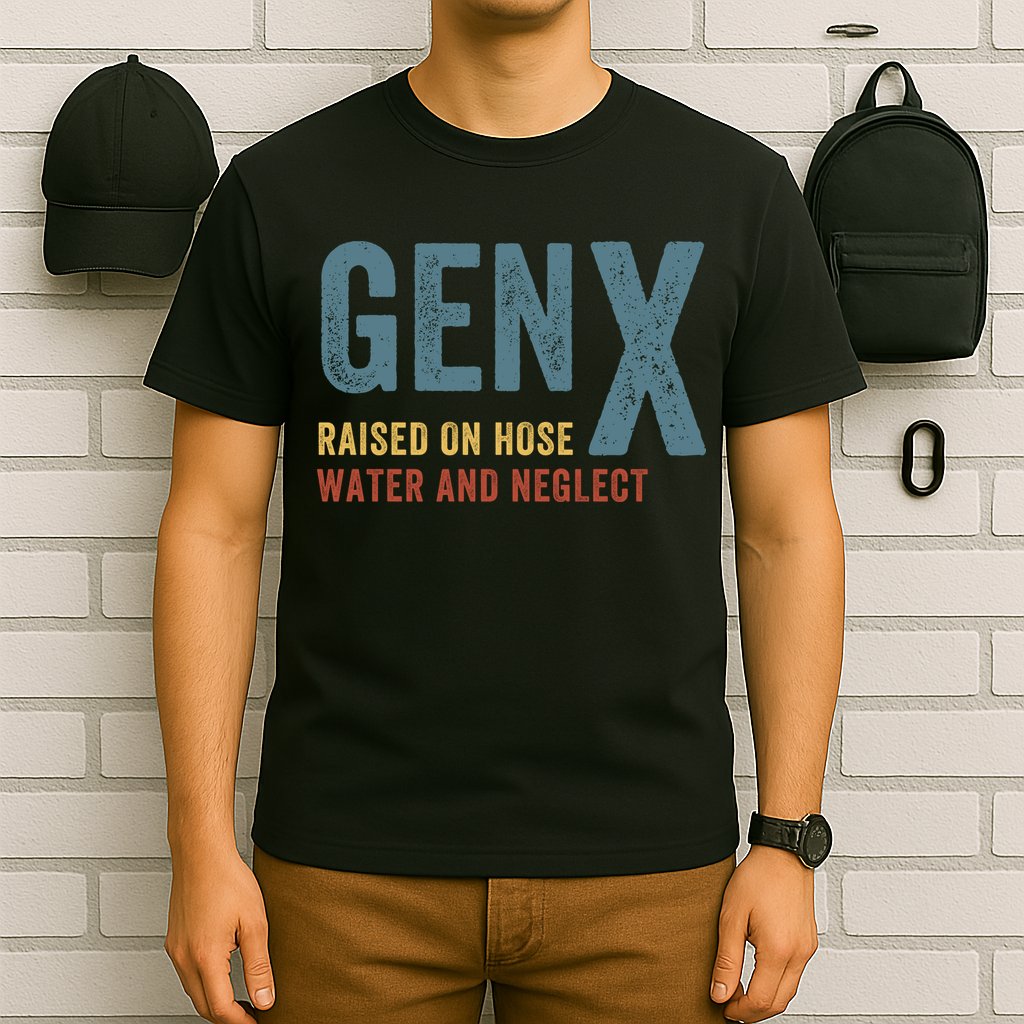 Gen X Raised On Hose Water And Neglect Funny Meme Vintage Generation X T-Shirt