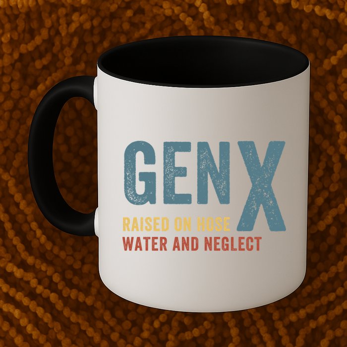 Gen X Raised On Hose Water And Neglect Funny Meme Vintage Generation X Mug
