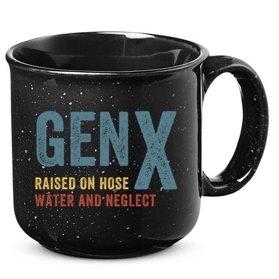 Gen X Raised On Hose Water And Neglect Funny Meme Vintage Generation X 15oz Campfire Ceramic Mug