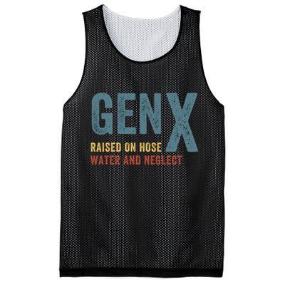 Gen X Raised On Hose Water And Neglect Funny Meme Vintage Generation X Mesh Reversible Basketball Jersey Tank