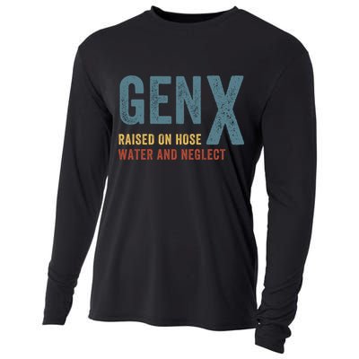 Gen X Raised On Hose Water And Neglect Funny Meme Vintage Generation X Cooling Performance Long Sleeve Crew