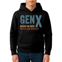 Gen X Raised On Hose Water And Neglect Funny Meme Vintage Generation X Kids Hoodie