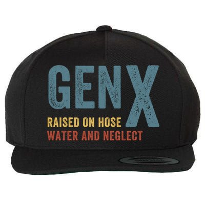 Gen X Raised On Hose Water And Neglect Funny Meme Vintage Generation X Wool Snapback Cap