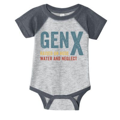Gen X Raised On Hose Water And Neglect Funny Meme Vintage Generation X Infant Baby Jersey Bodysuit