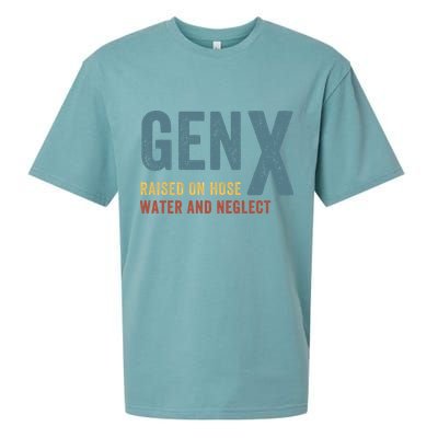 Gen X Raised On Hose Water And Neglect Funny Meme Vintage Generation X Sueded Cloud Jersey T-Shirt