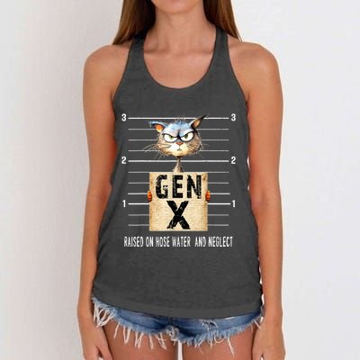 Gen X Raised On Hose Water And Neglect Funny Gen X Women's Knotted Racerback Tank