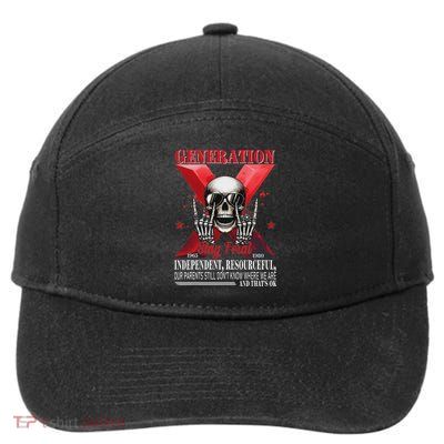 Generation X Stay Feral Funny Skeleton Gen X Humor 7-Panel Snapback Hat
