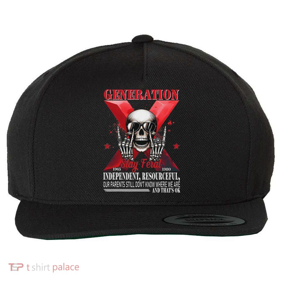 Generation X Stay Feral Funny Skeleton Gen X Humor Wool Snapback Cap