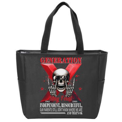 Generation X Stay Feral Funny Skeleton Gen X Humor Zip Tote Bag