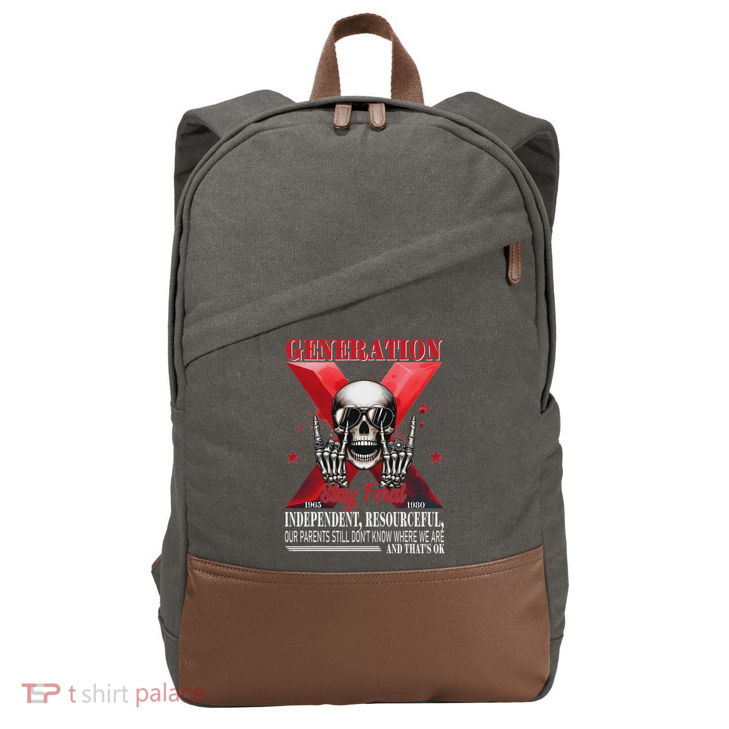 Generation X Stay Feral Funny Skeleton Gen X Humor Cotton Canvas Backpack