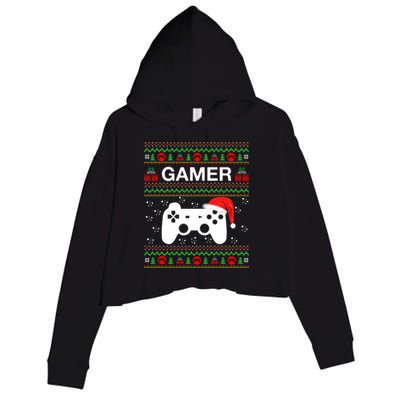 Gamer Xmas Sweater Ugly Gamer Video Game Christmas Great Gift Crop Fleece Hoodie