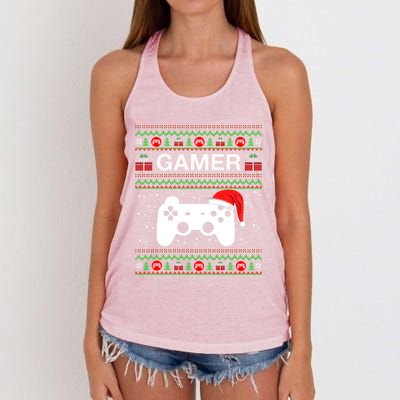 Gamer Xmas Sweater Ugly Gamer Video Game Christmas Great Gift Women's Knotted Racerback Tank