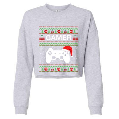 Gamer Xmas Sweater Ugly Gamer Video Game Christmas Great Gift Cropped Pullover Crew