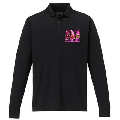 Gnomes Xmas S Pin.K Merry Christmas Gifts Performance Long Sleeve Polo