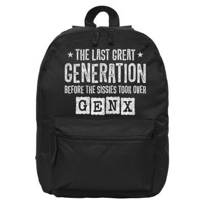 Gen X The Last Great Generation Gen Xer Funny Gen X 16 in Basic Backpack