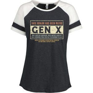 Gen X This Human Has Been Rated Sarcasm Hose Water Neglect Enza Ladies Jersey Colorblock Tee