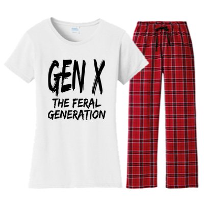 Gen X The Feral Generation Saying Funny Generation X Design Women's Flannel Pajama Set