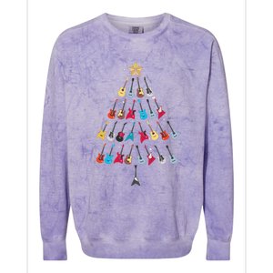 Guitar Xmas Tree Decoration Guitarist Player Merry Christmas Colorblast Crewneck Sweatshirt