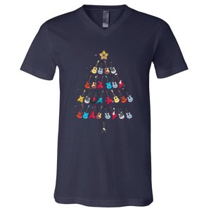 Guitar Xmas Tree Decoration Guitarist Player Merry Christmas V-Neck T-Shirt