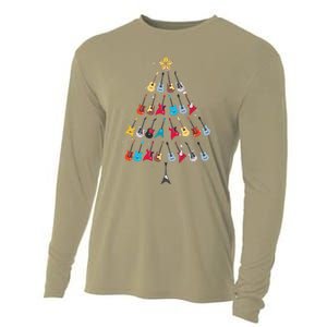 Guitar Xmas Tree Decoration Guitarist Player Merry Christmas Cooling Performance Long Sleeve Crew