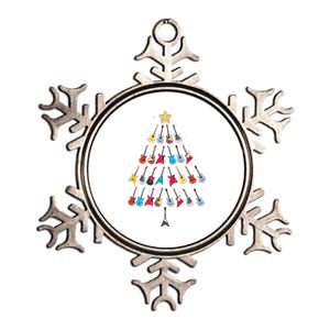 Guitar Xmas Tree Decoration Guitarist Player Merry Christmas Metallic Star Ornament