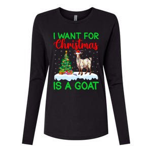 Goat Xmas Tree Lighting I Want For Christmas Is A Goat Gift Womens Cotton Relaxed Long Sleeve T-Shirt