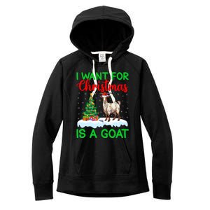 Goat Xmas Tree Lighting I Want For Christmas Is A Goat Gift Women's Fleece Hoodie