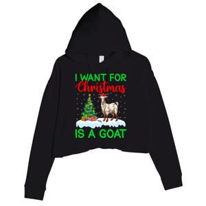 Goat Xmas Tree Lighting I Want For Christmas Is A Goat Gift Crop Fleece Hoodie