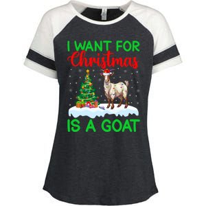 Goat Xmas Tree Lighting I Want For Christmas Is A Goat Gift Enza Ladies Jersey Colorblock Tee