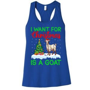 Goat Xmas Tree Lighting I Want For Christmas Is A Goat Gift Women's Racerback Tank