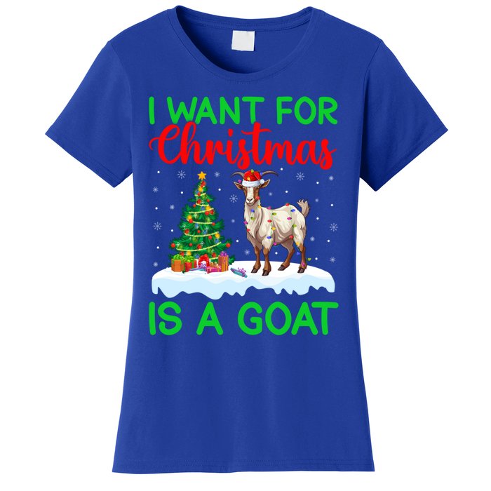 Goat Xmas Tree Lighting I Want For Christmas Is A Goat Gift Women's T-Shirt