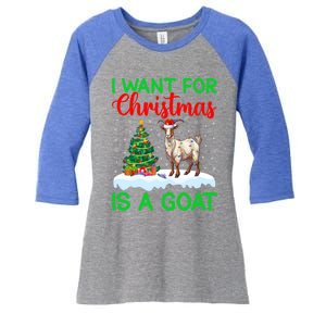 Goat Xmas Tree Lighting I Want For Christmas Is A Goat Gift Women's Tri-Blend 3/4-Sleeve Raglan Shirt