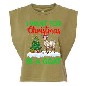 Goat Xmas Tree Lighting I Want For Christmas Is A Goat Gift Garment-Dyed Women's Muscle Tee