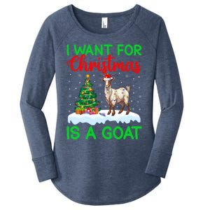 Goat Xmas Tree Lighting I Want For Christmas Is A Goat Gift Women's Perfect Tri Tunic Long Sleeve Shirt