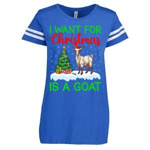 Goat Xmas Tree Lighting I Want For Christmas Is A Goat Gift Enza Ladies Jersey Football T-Shirt