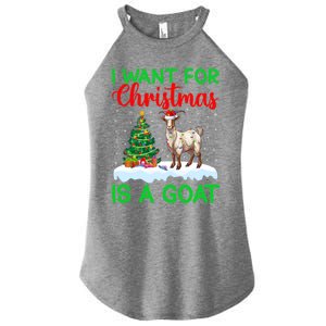 Goat Xmas Tree Lighting I Want For Christmas Is A Goat Gift Women's Perfect Tri Rocker Tank