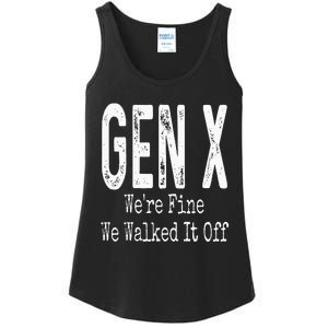 Gen X Were Fine We Walked It Off Humor Ladies Essential Tank