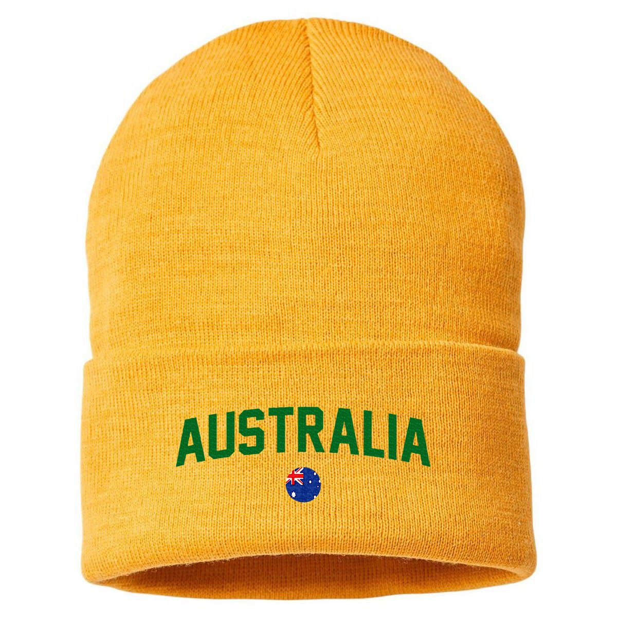 Green Yellow Australia Down Under Team Australia Flag Sustainable Knit Beanie