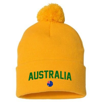 Green Yellow Australia Down Under Team Australia Flag Pom Pom 12in Knit Beanie
