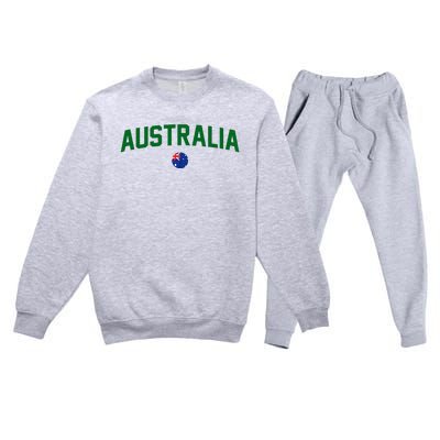 Green Yellow Australia Down Under Team Australia Flag Premium Crewneck Sweatsuit Set