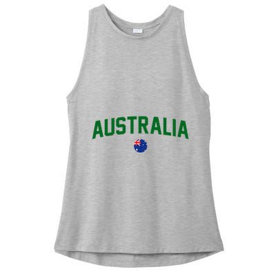 Green Yellow Australia Down Under Team Australia Flag Ladies PosiCharge Tri-Blend Wicking Tank