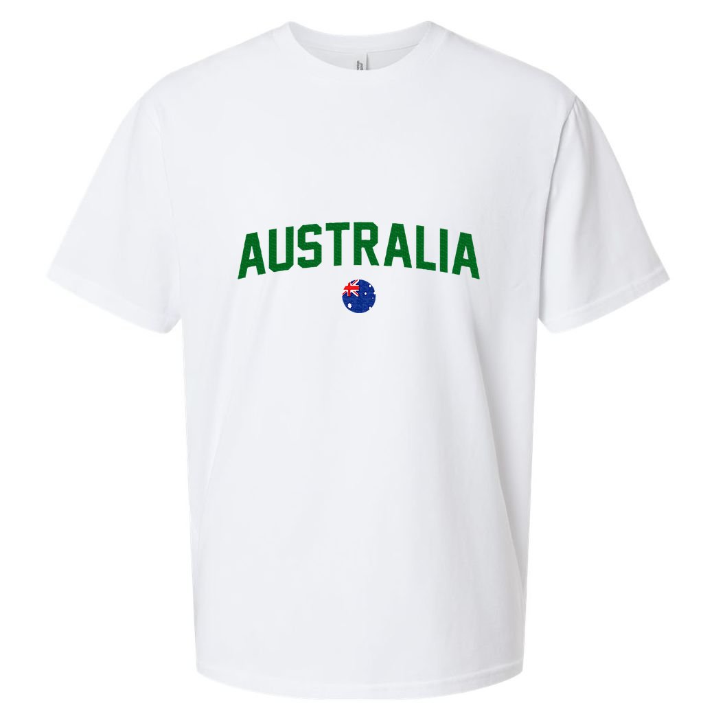 Green Yellow Australia Down Under Team Australia Flag Sueded Cloud Jersey T-Shirt